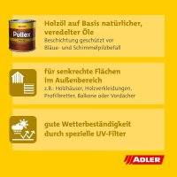 Adler Pullex Holzöl 2,5l, UV-Schutzöl für Fassaden, Balkone, Vordächer, Lasierend, tönbar