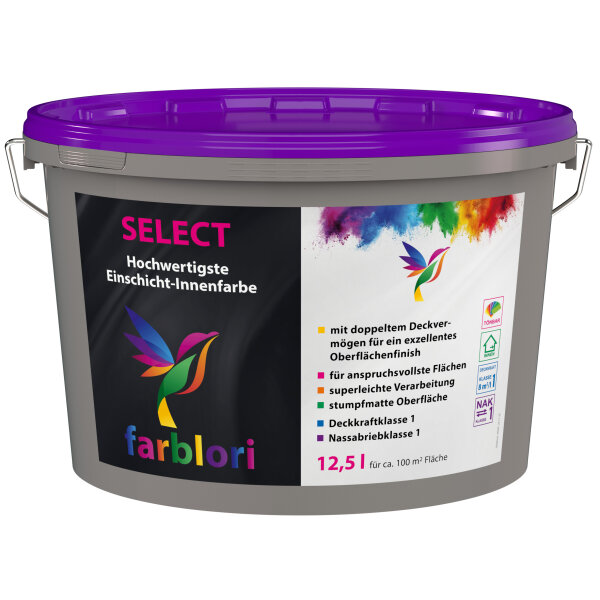 farblori Select Profi-Einschicht-Farbe weiß 12,5 l
